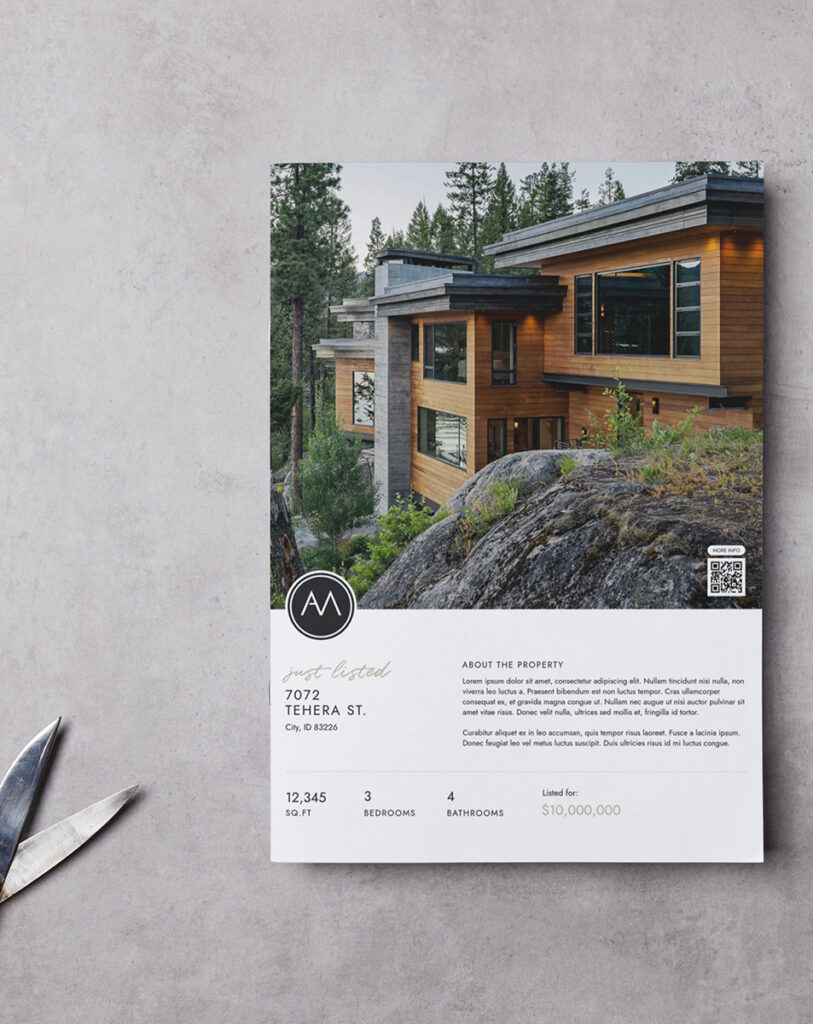 property flyer on countertop in beautiful boise idaho