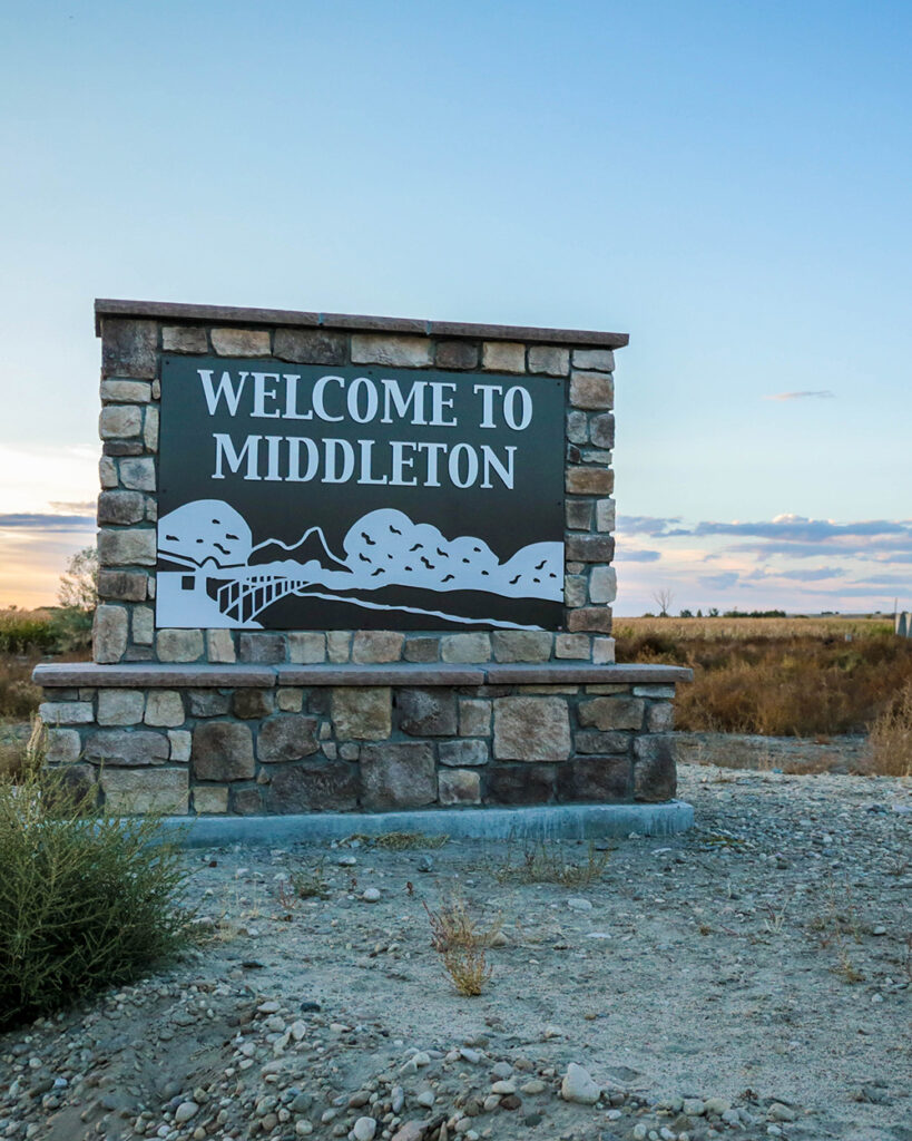 Welcome Sign to Middleton, Idaho