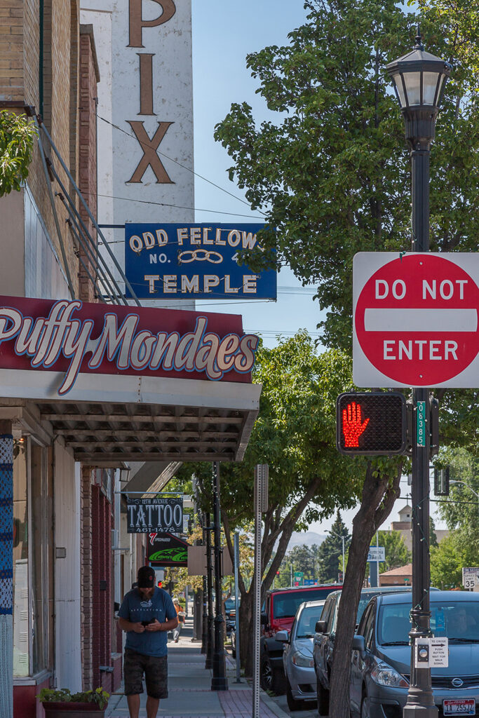 Downtown Nampa showing unique signs of the businesses
