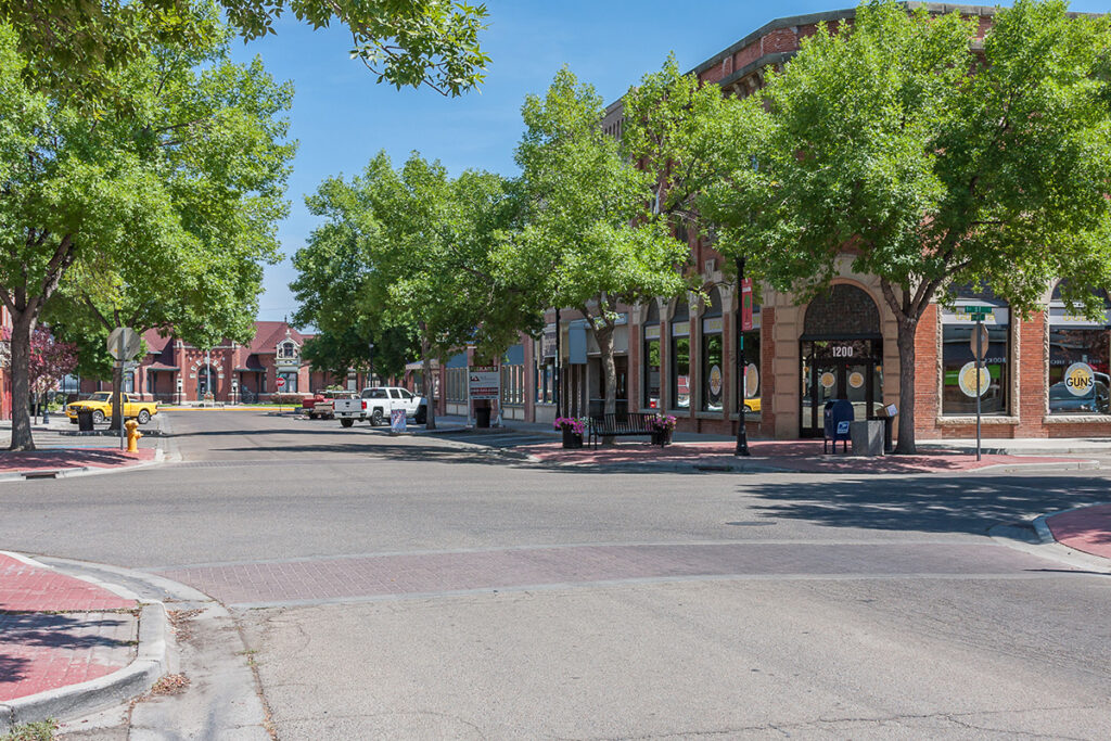 Nampa downtown showing the historic buildings