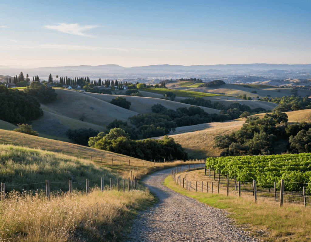 Walking trails in Bellarossa Eagle Idaho with scenic foothill views